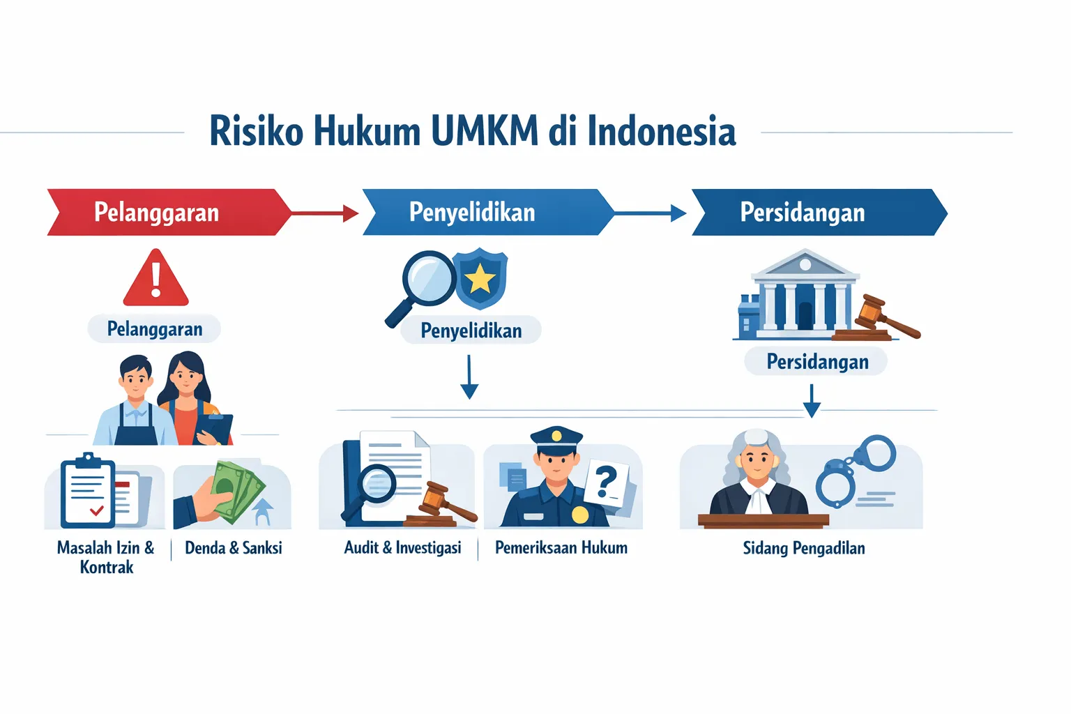 Ilustrasi perkara pidana UMKM dan risiko hukum bisnis