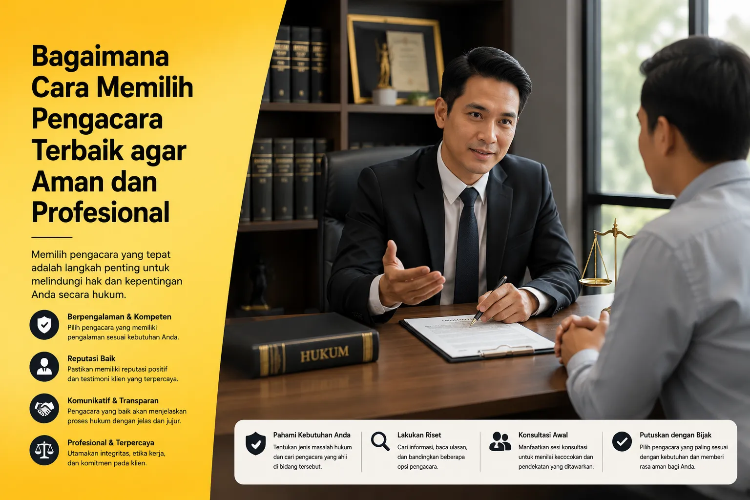Bagaimana Cara Memilih Pengacara profesional dan terpercaya