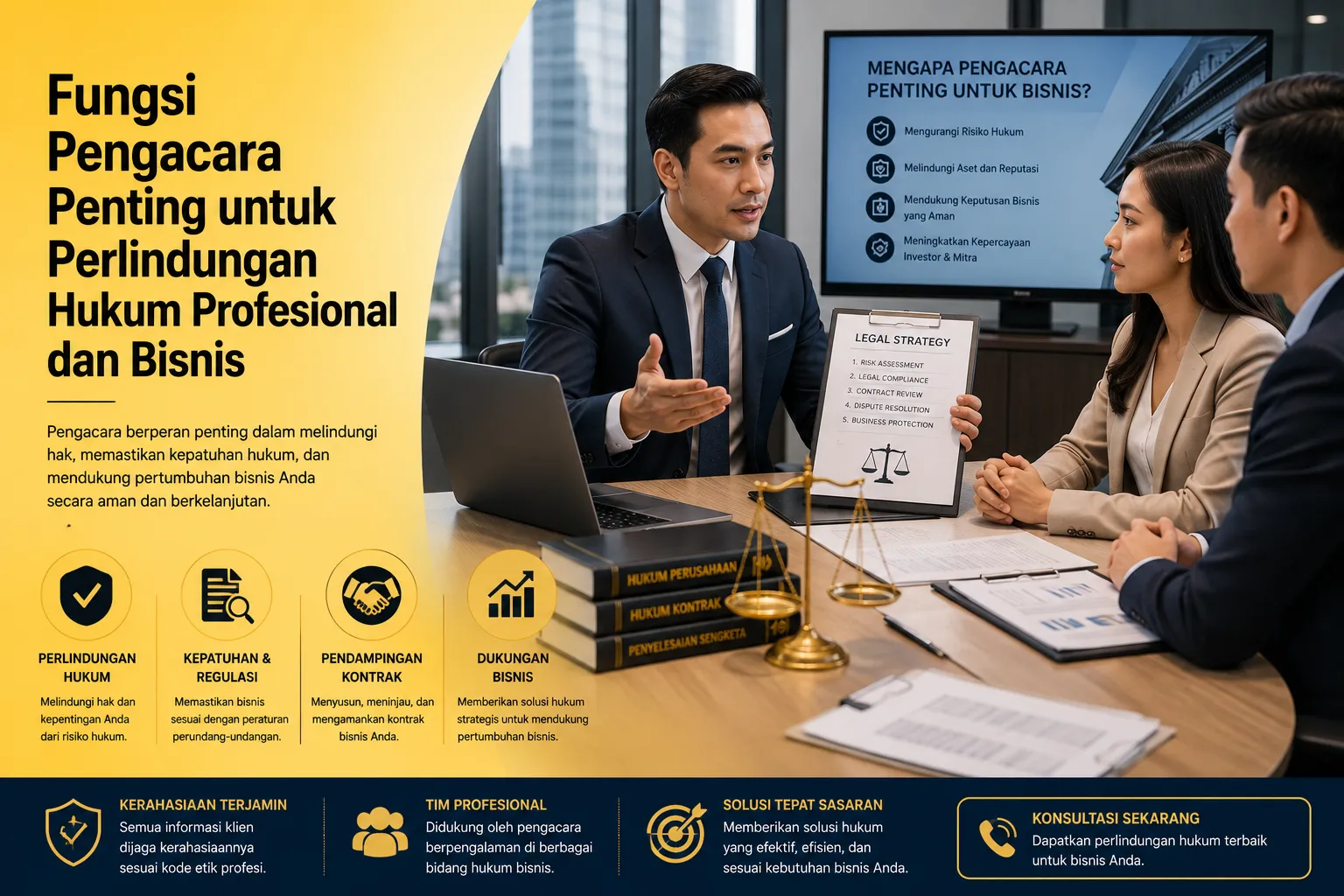 Pengacara profesional menjelaskan fungsi pengacara dalam bisnis modern