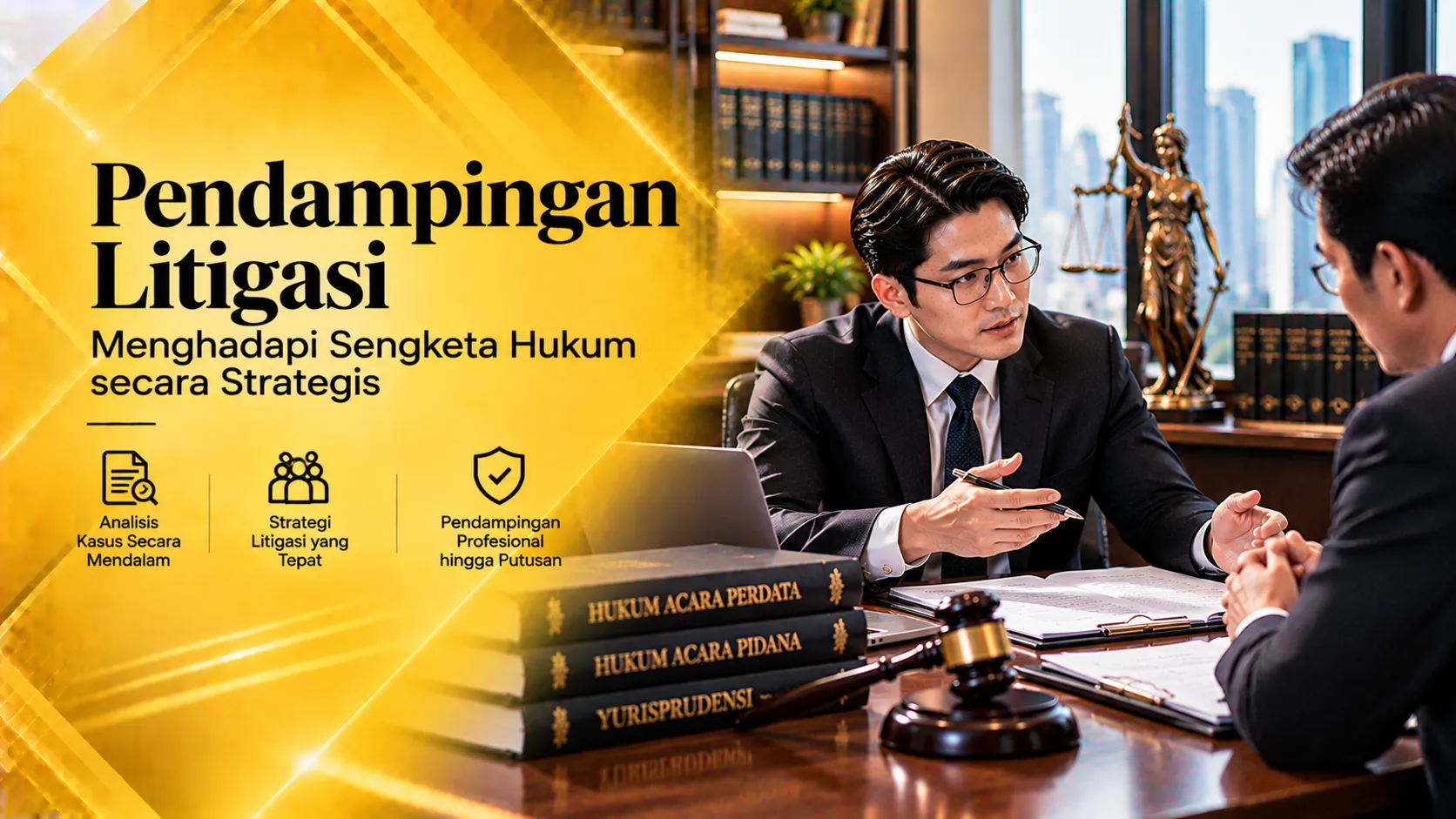 Pendampingan Litigasi oleh advokat dalam konsultasi sengketa hukum dan persiapan perkara.